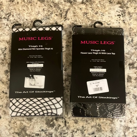 2 pairs Black Lace and Fishnet Stockings - Picture 5 of 5